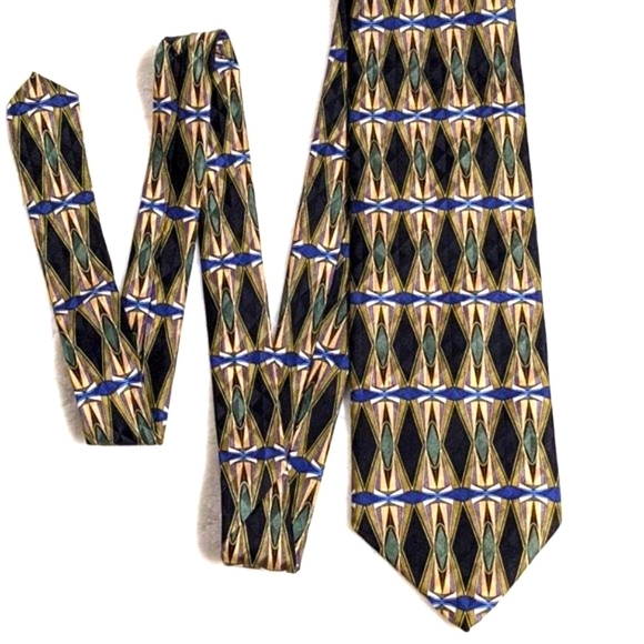 Vintage Men's Cambridge Classic 100% Silk Tie Geometric Motif - Picture 8 of 13